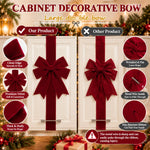 Red Velvet Christmas Cabinet Bows