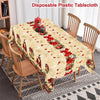 Vintage Christmas Poinsettia Plastic Tablecloth