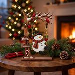 Wooden Santa Claus Christmas Tabletop Centerpiece