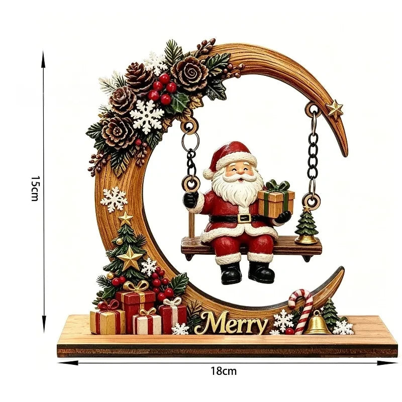 Wooden Santa Claus Christmas Tabletop Centerpiece