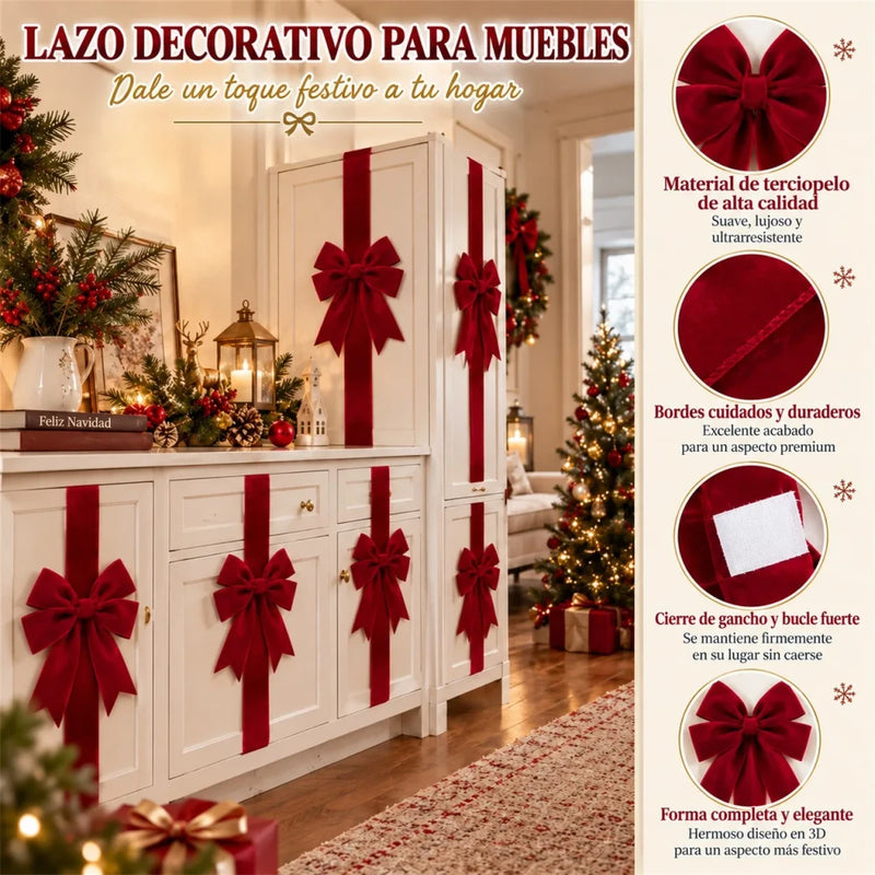 Red Velvet Christmas Cabinet Bows