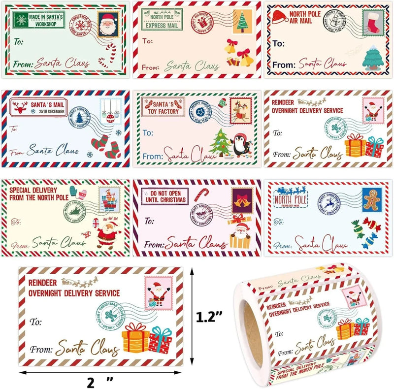 Santa Christmas Gift Tags Stickers