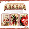Vintage Christmas Poinsettia Plastic Tablecloth