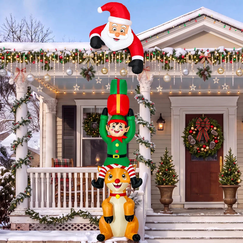 Reno y elfos inflables de Navidad