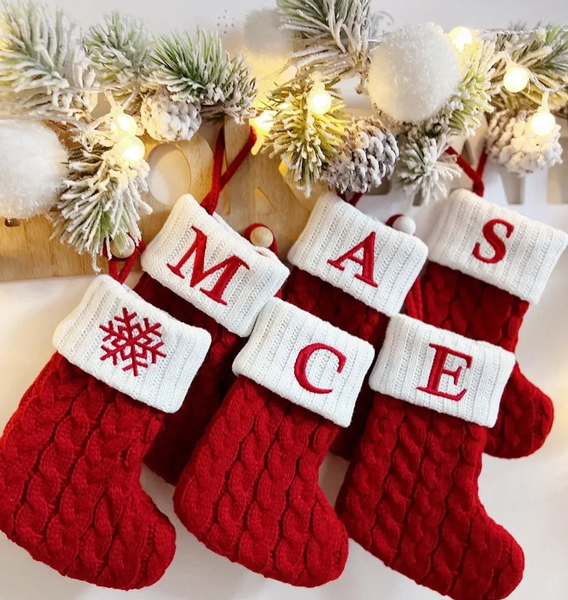 Knitted Alphabet Christmas Stockings